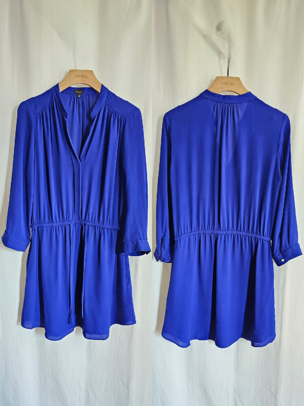 Aritzia T. Babaton Long Sleeve Silk Bennett Dress - Cobalt Blue - Picture 12 of 16